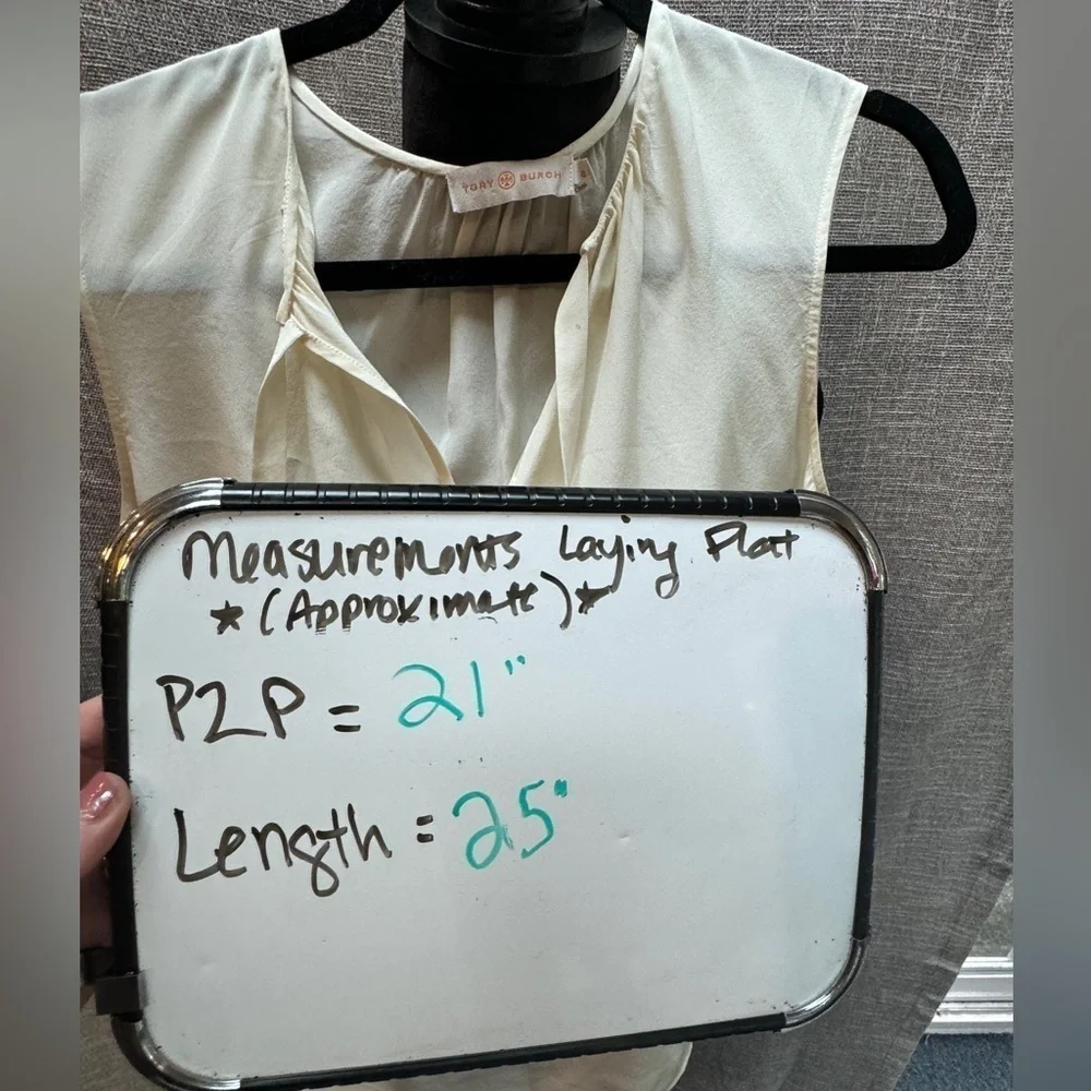 Tory Burch Cream Silk Sleeveless Blouse Size 12